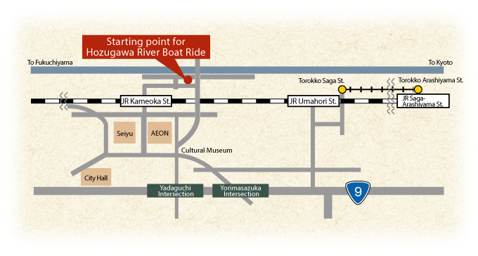 Around the starting point for Hozugawa River Boat Ride